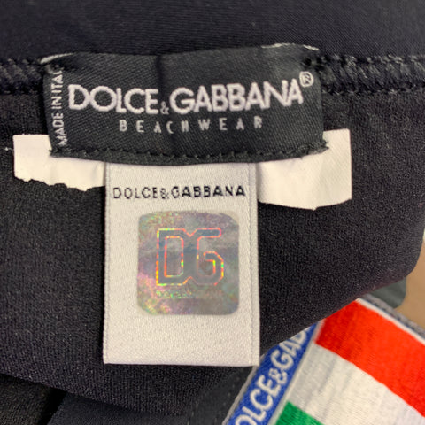 DOLCE & GABBANA Taille L Noir Vert Fauve Camouflage Cordon de serrage Speedo