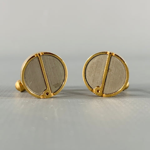 DUNHILL Gold Silver Metal Monogram Cuff Links