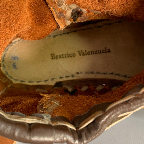 BEATRICE VALENZUELA Size 8 Brown Tan Leather Contrast Stitch Moccasin Boots