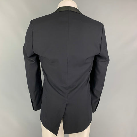 SANDRO Size 38 Black Wool Shawl Collar Sport Coat