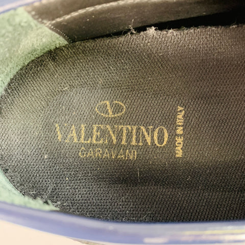 VALENTINO Mocassins penny à enfiler en cuir marine avec semelle crantée, taille 9