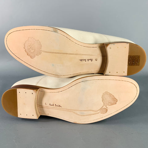 PAUL SMITH Size 8 Cream Perforated Leather Oxford Lace-Up Shoes