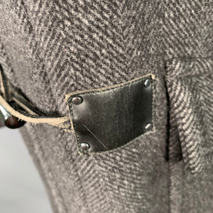CALVIN KLEIN Size S Black Charcoal Herringbone Toggle Closure Coat