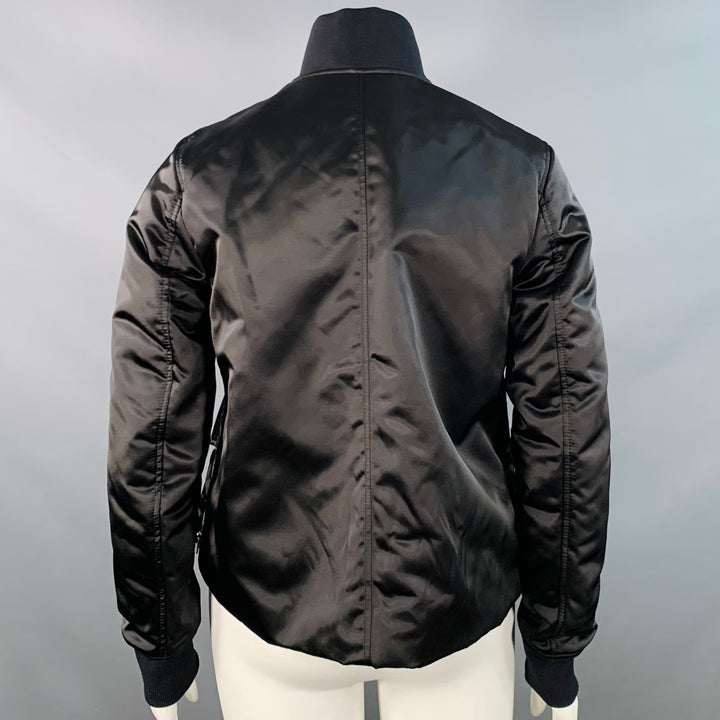 ACNE STUDIOS Size L Black Nylon Side Zippers Varsity Jacket