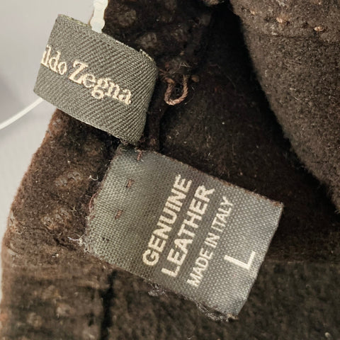 ERMENEGILDO ZEGNA Size L Brown Textured Suede Gloves