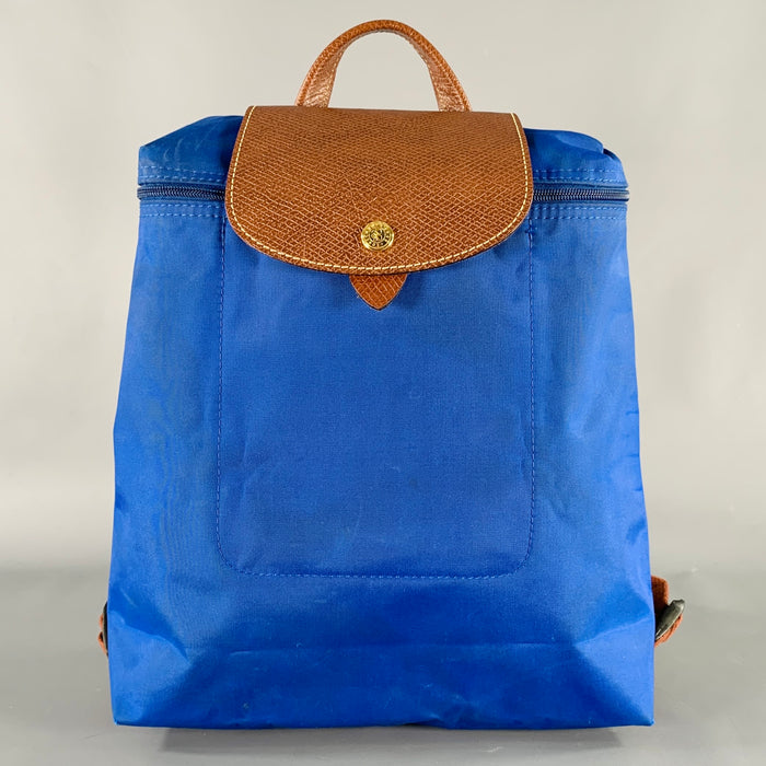 Sac à dos/Sac à main LONGCHAMP bleu marron en matériaux mixtes nylon et cuir