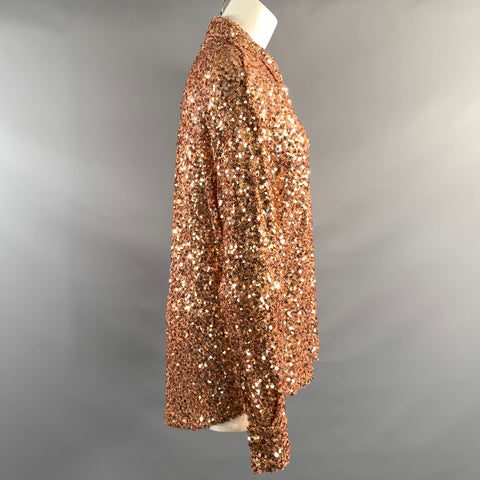 ESSENTIEL ANTWERP Size S Copper Silver Polyester &  Elastane Sequined Shirt