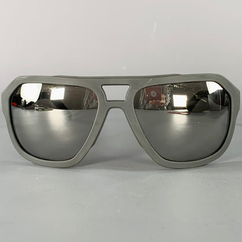 DOLCE & GABBANA Grey Charcoal Rubber Mirrored Lenses Aviator Sunglasses