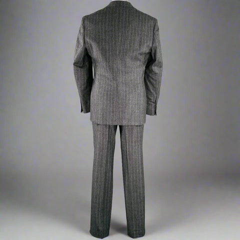 JOSEPH ABBOUD Size 40 Grey Cream Stripe Wool Suit