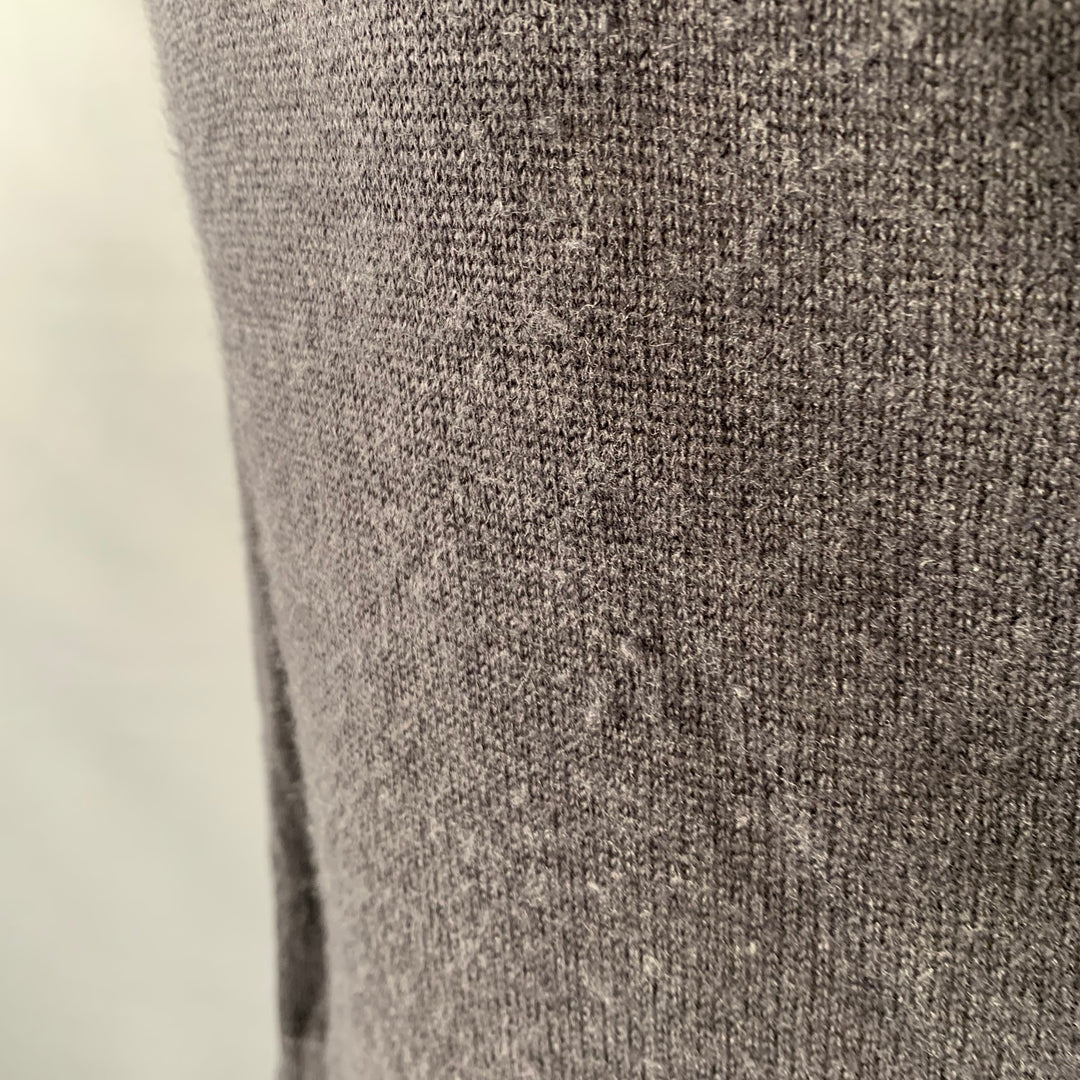 NICE COLLECTIVE Size S Grey Charcoal Knit Merino Wool V-Neck Sweater