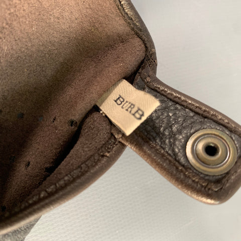 BURBERRY Size 8.5 Brown Chocolate Perforated Deerskin Leather Gloves