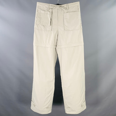 HELMUT LANG Size 32 Stone Grey Nylon Drawstring Cargo Convertible Zip Off Casual Pants