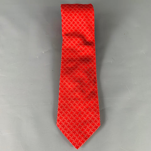 GIORGIO ARMANI Red White Textured Silk Tie