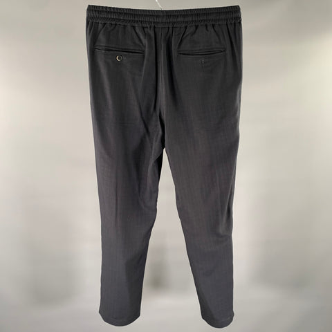 BARENA Size 34 Navy Viscose Blend Elastic Waistband Casual Pants
