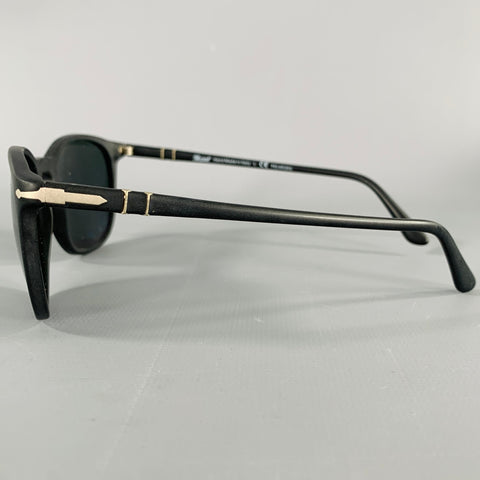 PERSOL Black Silver Acetate Sunglasses