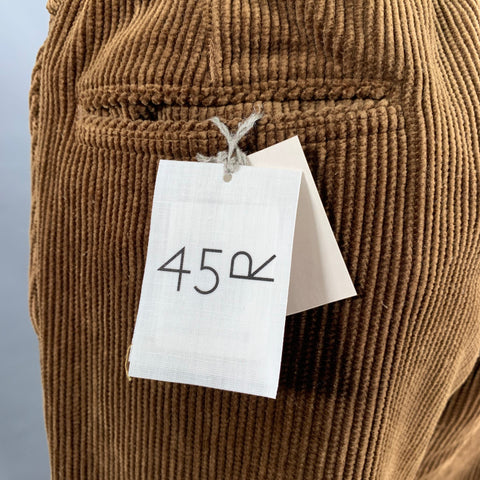 Pantalon décontracté 45 tours en velours côtelé marron, taille L, taille élastique en coton