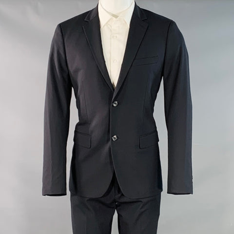 THEORY Size 40 Regular Black Wool Blend Notch Lapel Suit