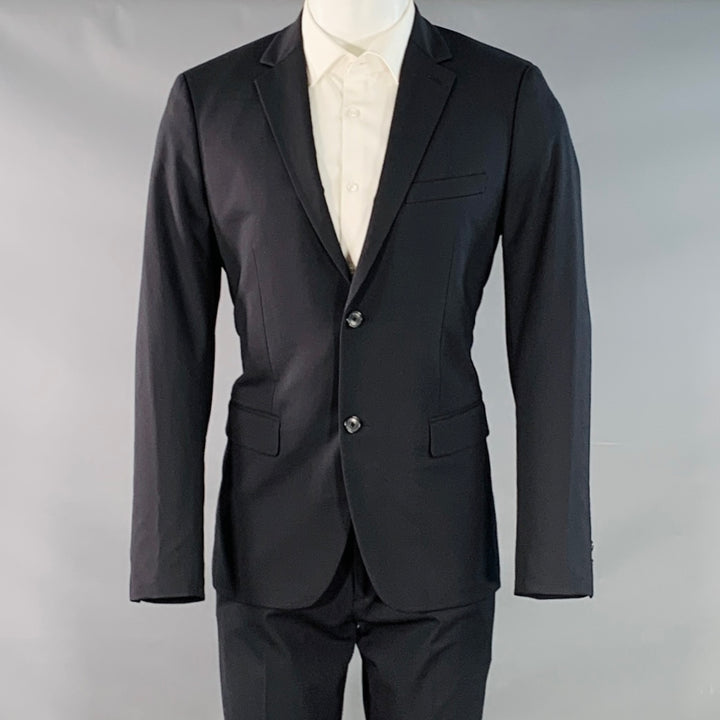 THEORY Size 40 Regular Black Wool Blend Notch Lapel Suit