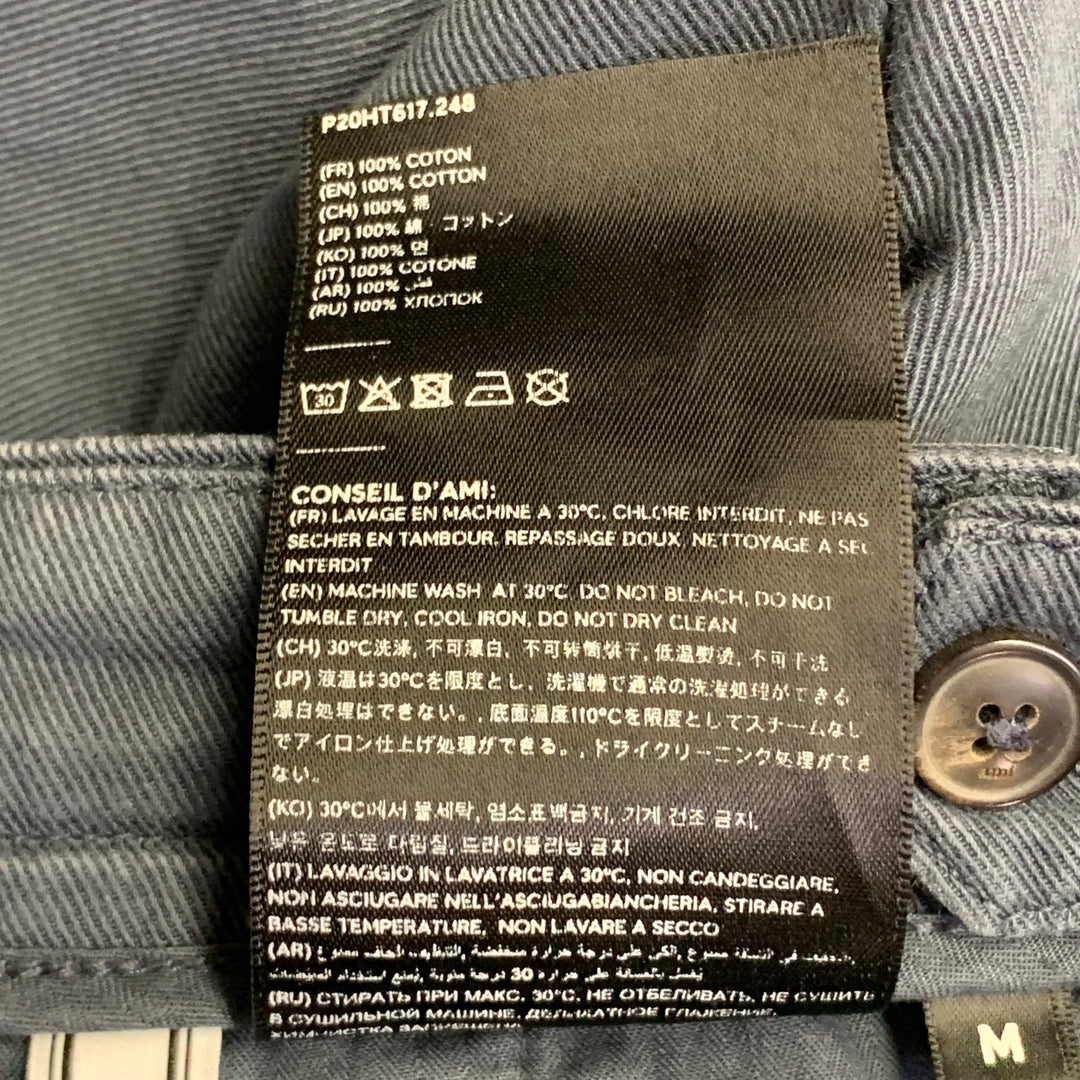 AMI by ALEXANDRE MATTIUSSI Size M Blue Cotton Pleated Button Fly Casual Pants