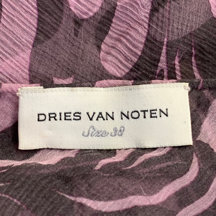 DRIES VAN NOTEN Size M Purple Mauve Silk Embellishment Asymmetrical Halter Blouse