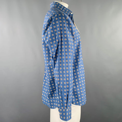 TODD SNYDER Size XL Blue Beige Abstract Paisley Cotton Long Sleeve Shirt