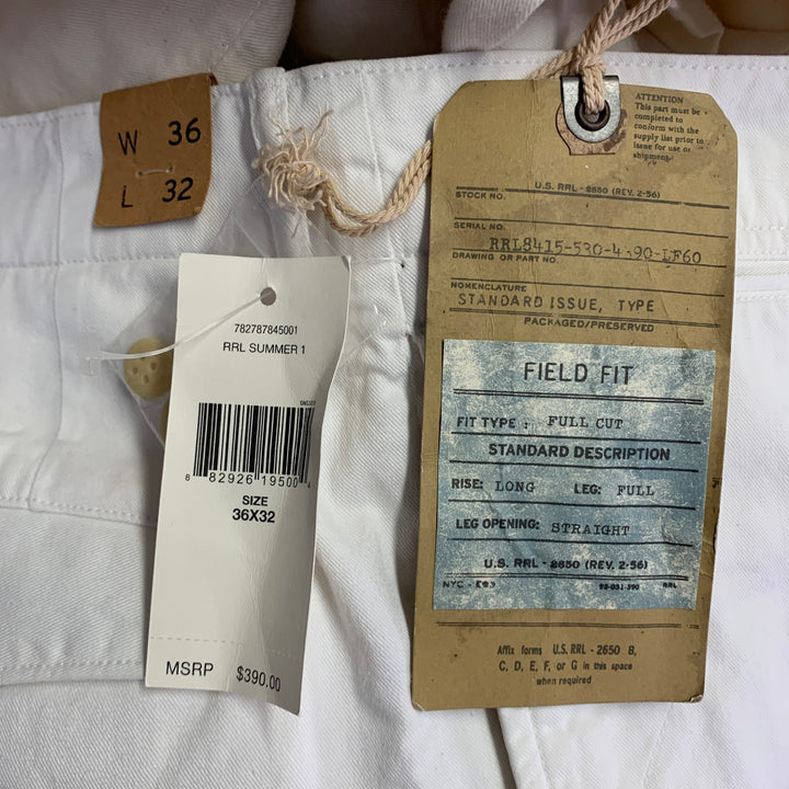 RRL by RALPH LAUREN Size 36 White Twill Cotton Straight Button Fly Casual Pants