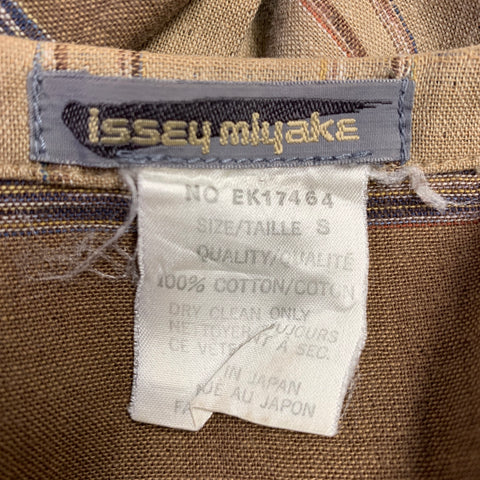ISSEY MIYAKE Size S Tan Brown Stripe Cotton Shirt Jacket