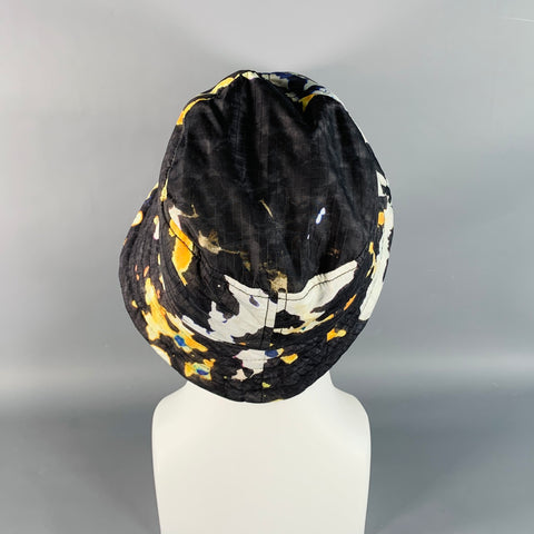 DRIES VAN NOTEN Size S Black Multi Color Splatter Polyamide Bucket Hat