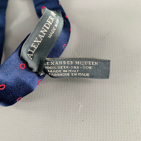 ALEXANDER MCQUEEN Navy Red Circles Silk Bow Tie