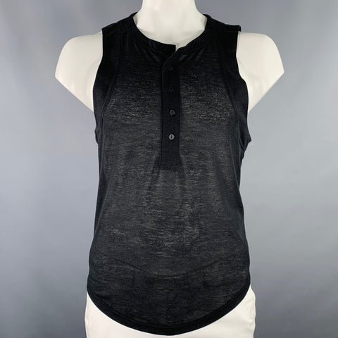 ECKHAUS LATTA Size L Cassius Nightfall Black Polyester Blend Buttoned Tank Top