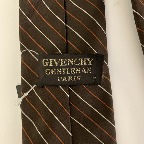 GIVENCHY Brown Red Diagonal Silk Tie