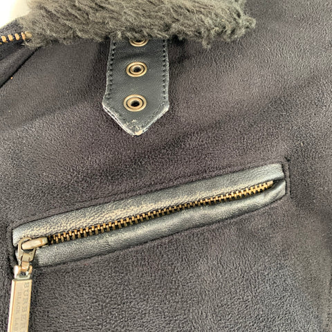 BURBERRY BLACK LABEL Size M Black Faux Suede Zip Pockets Jacket