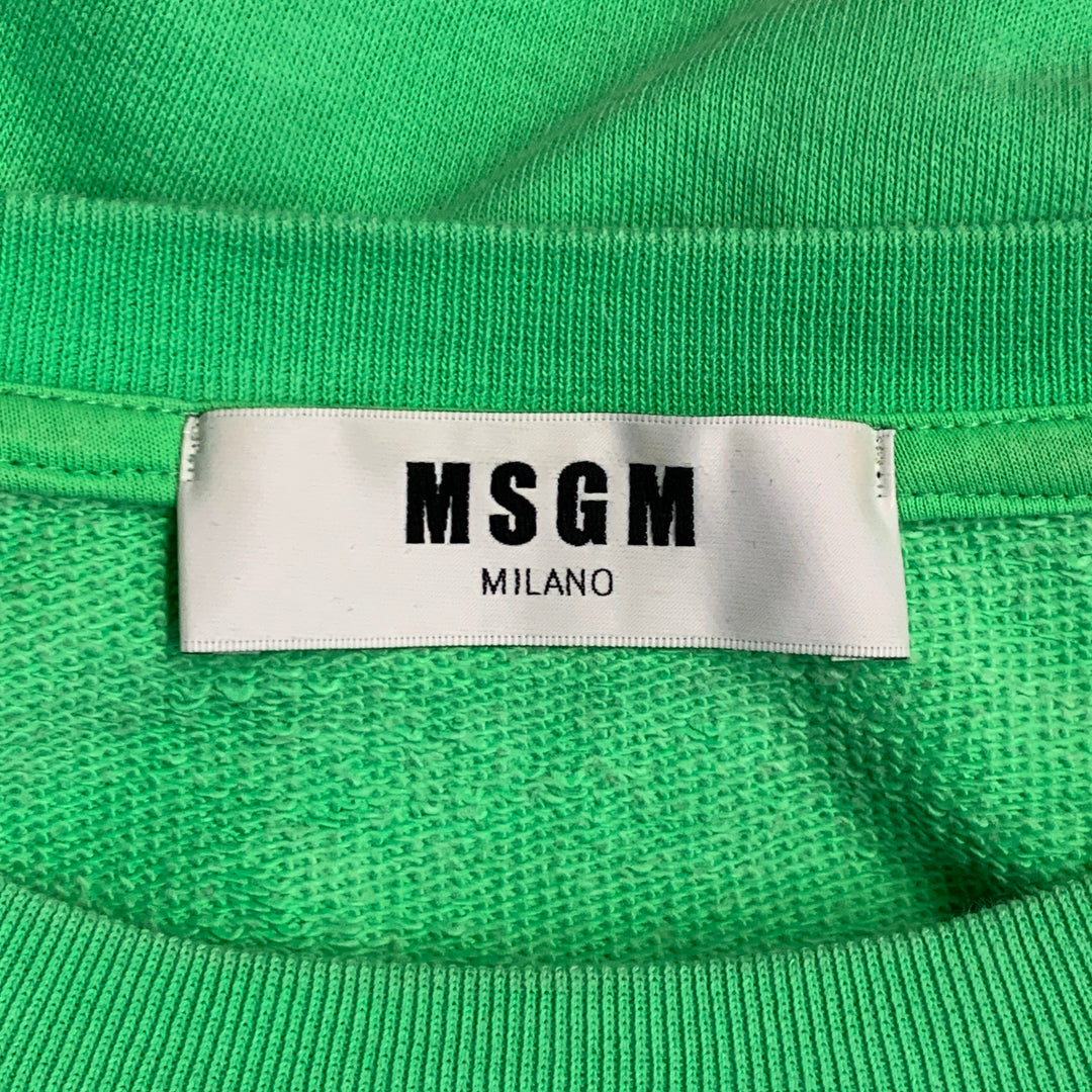 MSGM Size M Alessandro Green Graphic Cotton Crew Neck Sweatshirt