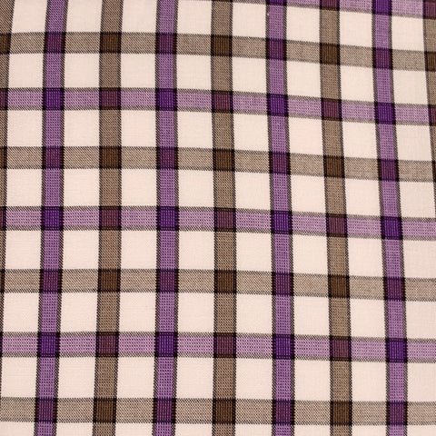 ISAIA Size M White Purple Brown Checkered Cotton Long Sleeve Shirt