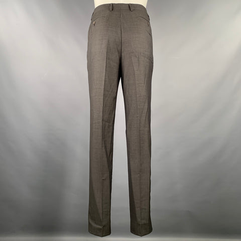 JOHN VARVATOS Size 40 Grey Charcoal Nailhead Wool Single Breasted Suit