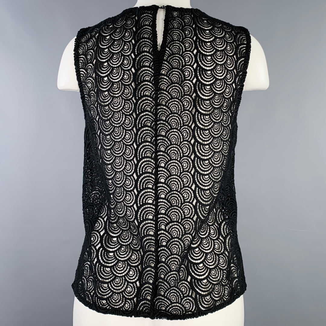 DIANE VON FURSTENBERG Size 4 Black Circles Sleeveless Casual Top