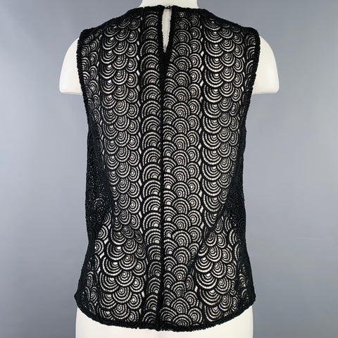 DIANE VON FURSTENBERG Size 4 Black Circles Sleeveless Casual Top