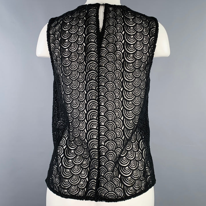 DIANE VON FURSTENBERG Size 4 Black Circles Sleeveless Casual Top