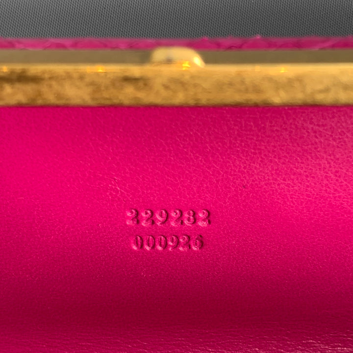 ALEXANDER MCQUEEN Gold Fuchsia Snake Skin Metal Clutch Handbag & Leather Goods