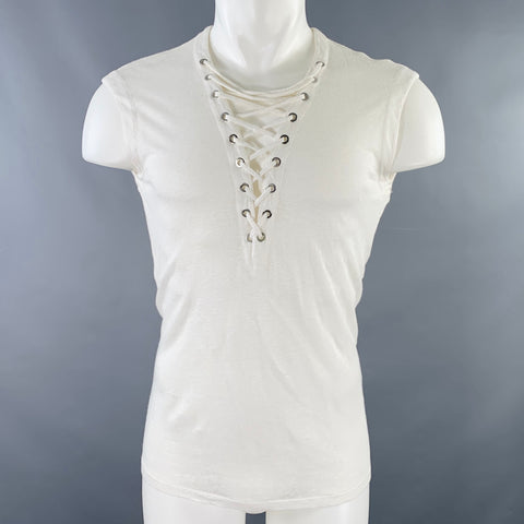 IRO Size XS Tissa White Linen Sleeveless Lace-Up Tank Top