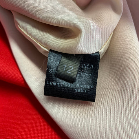 DAVID KOMA Size 8 Red Silver Wool Sleeveless Zippers Gown Evening Dress