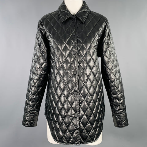 THEORY Size S Black Polyamide Quilted Snaps Shirt Jacket