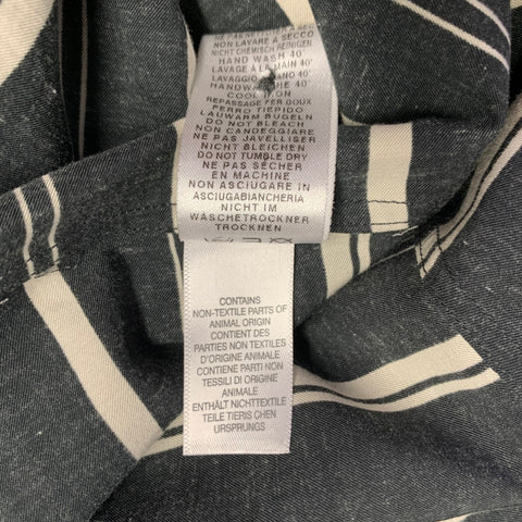 PAUL SMITH Size M Black Cream Stripe Pleated Cotton Blend Long Sleeve Shirt