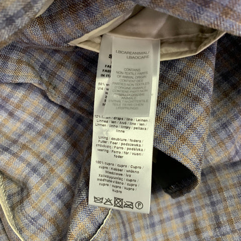 PAUL SMITH Size 42 Grey Brown Navy Plaid Wool Linen Sport Coat