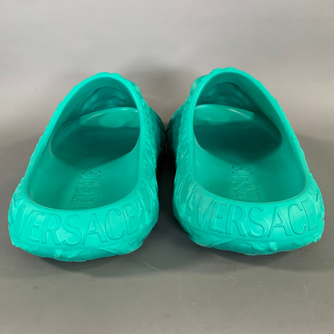 VERSACE Size 9 Green Rubber Slip On Sandals