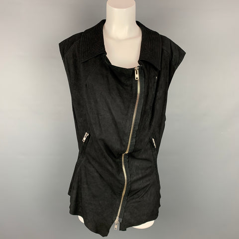 HAIDER ACKERMANN Size S Black Suede Zip Up Vest