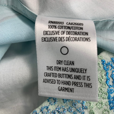 ROBERT GRAHAM Size L Blue White Green Print Cotton Long Sleeve Shirt