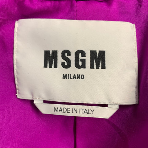 MSGM Size M Magenta Pink Modacrylic Blend Textured Faux Fur Notch Lapel Double Breasted Coat