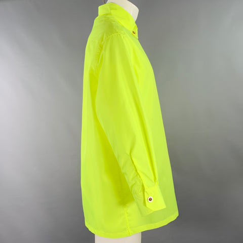 VERSACE Size 36 Neon Yellow Polyester One Pocket Oversized Long Sleeve Shirt