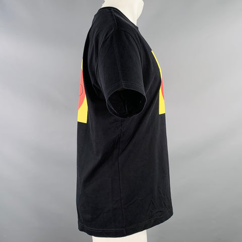 KENZO Size M Paris Black Multi Color Print Cotton Crew-Neck T-shirt